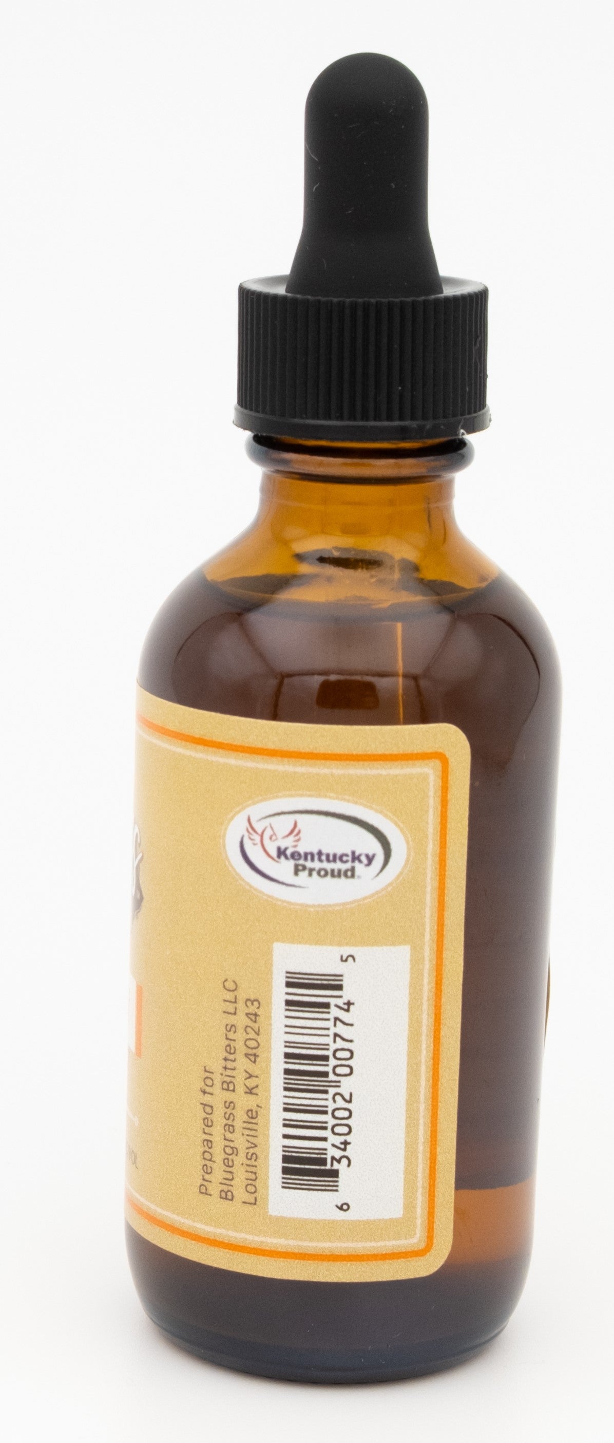 Brown glass bottle with dropper labeled 'Kentucky Proud' on a white background